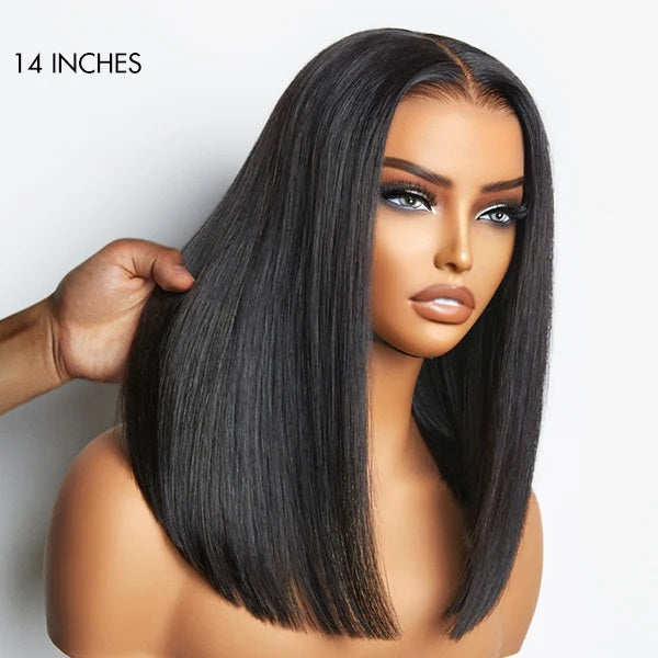 Bob Cut Straight 5x5 & 13x4 Lace Wig Pre Plucked Human Hair Wigs Glueless HD Lace Bleached Knots