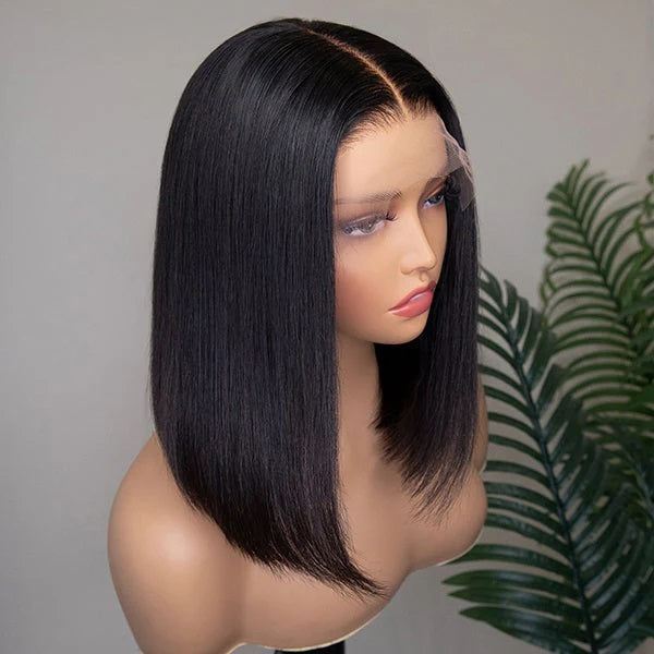 Bob Cut Straight 5x5 & 13x4 Lace Wig Pre Plucked Human Hair Wigs Glueless HD Lace Bleached Knots