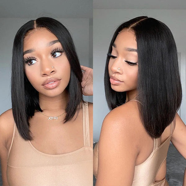 Bob Cut Straight 5x5 & 13x4 Lace Wig Pre Plucked Human Hair Wigs Glueless HD Lace Bleached Knots