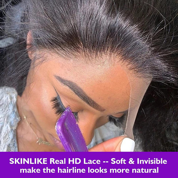 Body Wave 13×4 Full Frontal Lace Wig Pre Plucked Human Hair Wigs Glueless HD Lace Bleached Knots