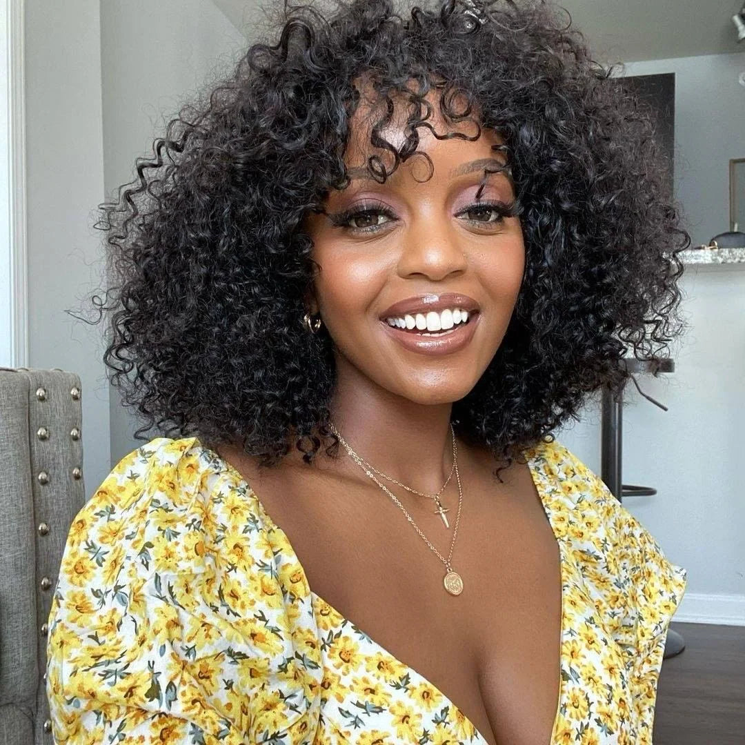 Deep Curly 13×4 Full Frontal Lace Wig Pre Plucked Human Hair Wigs Glueless HD Lace Bleached Knots