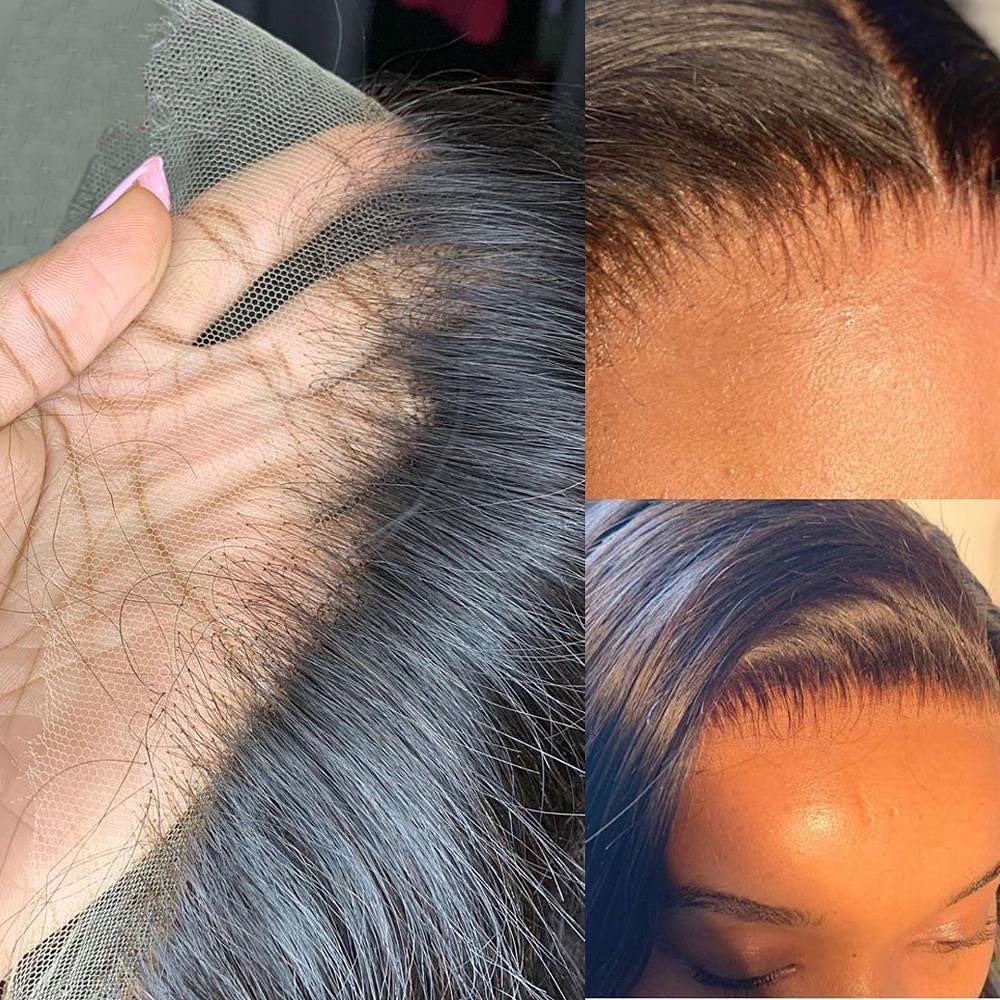 Body Wave 13×4 Full Frontal Lace Wig Pre Plucked Human Hair Wigs Glueless HD Lace Bleached Knots