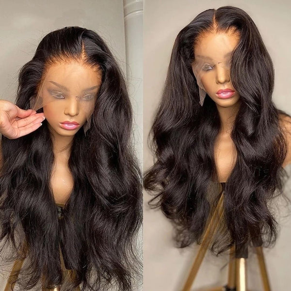 Body Wave 13×4 Full Frontal Lace Wig Pre Plucked Human Hair Wigs Glueless HD Lace Bleached Knots