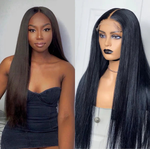 Straight 6x6 Lace Closure Wig Pre Plucked Human Hair Wigs Glueless HD Lace Bleached Knots