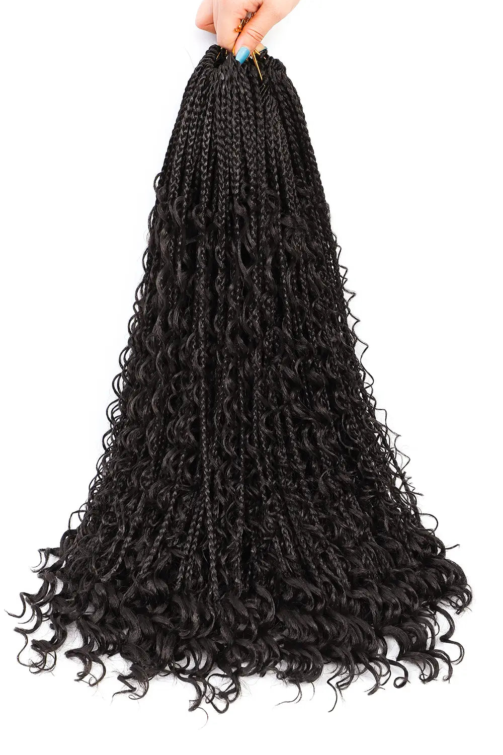 Boho Crochet Box Braids with Human Hair Curls Pre-Looped Deep Wave 1 package include 40 Strands