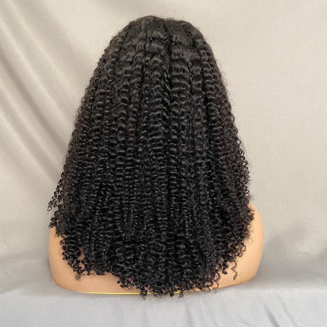 Kinky Curly 5X5 Lace Closure Wig Pre Plucked Human Hair Wigs Glueless HD Lace Bleached Knots