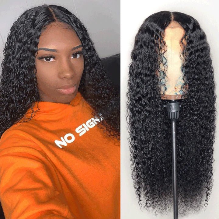 Jerry Curly 5X5 Lace Closure Wig Pre Plucked Human Hair Wigs Glueless HD Lace Bleached Knots