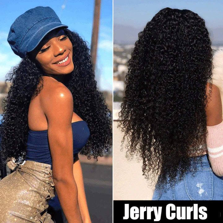 Jerry Curly 5X5 Lace Closure Wig Pre Plucked Human Hair Wigs Glueless HD Lace Bleached Knots