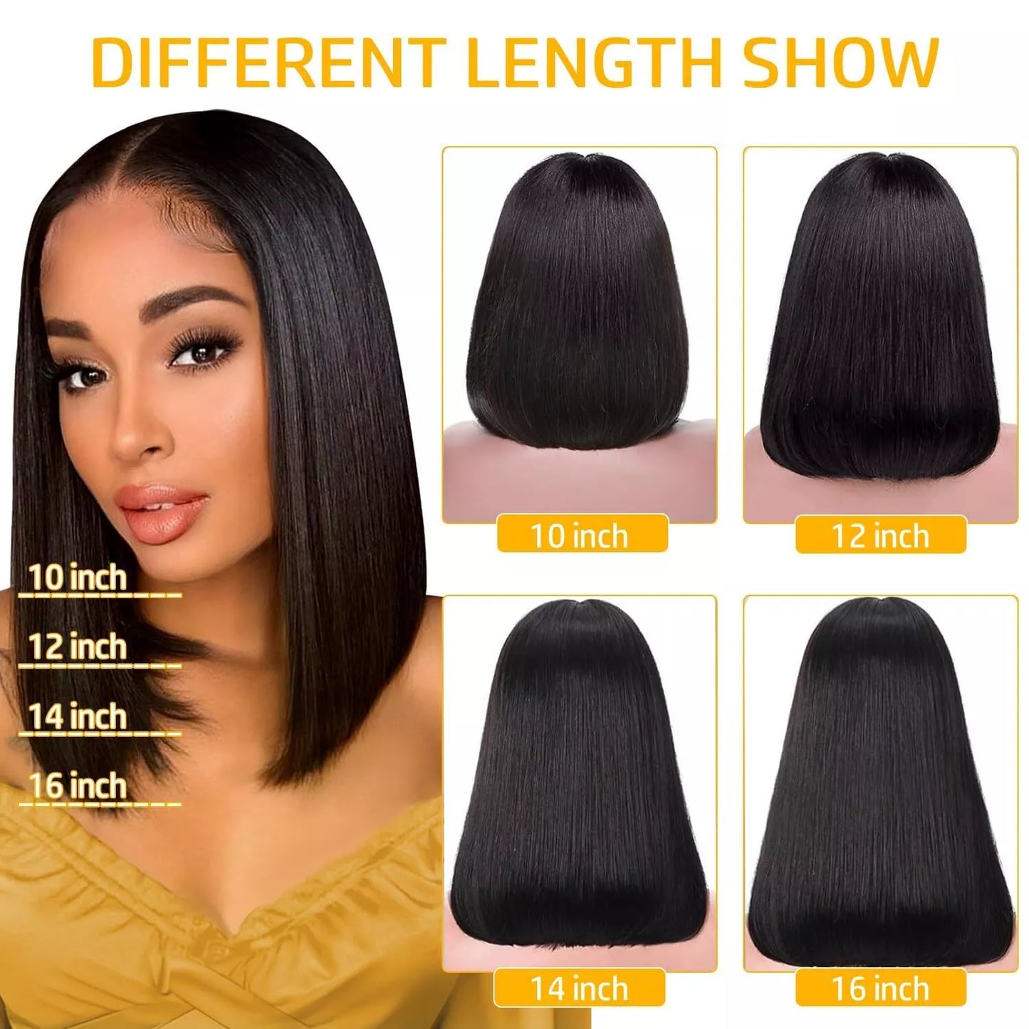 Bob Cut Straight 5x5 & 13x4 Lace Wig Pre Plucked Human Hair Wigs Glueless HD Lace Bleached Knots