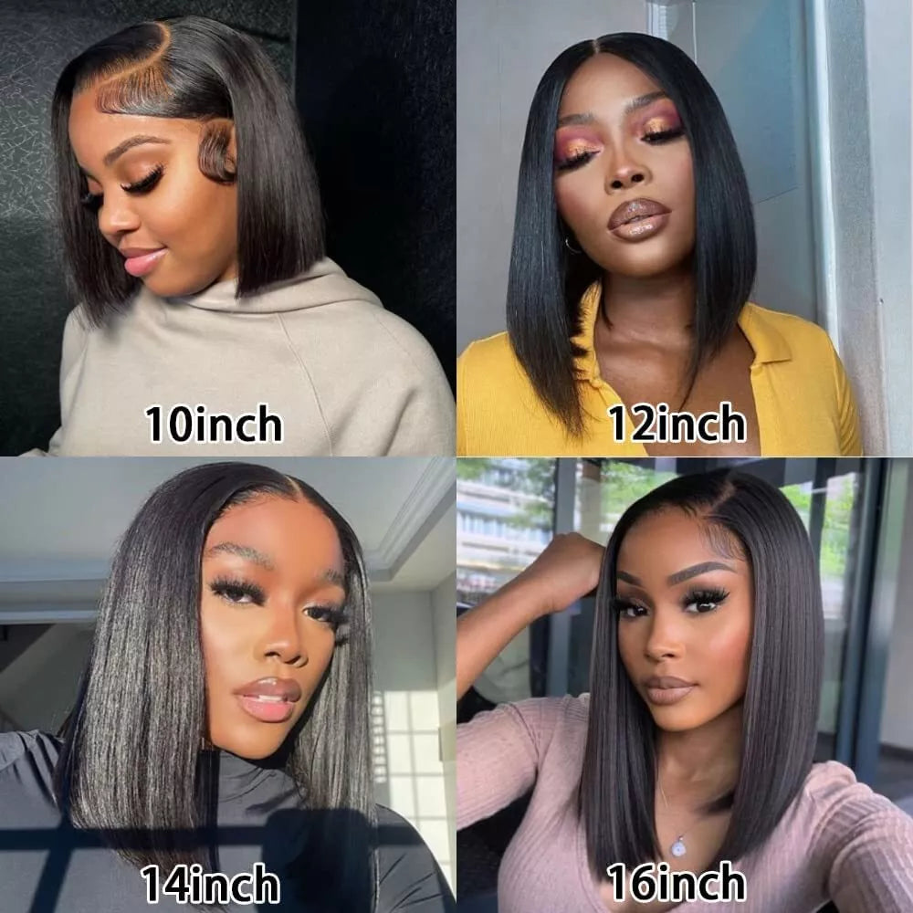 Bob Cut Straight 5x5 & 13x4 Lace Wig Pre Plucked Human Hair Wigs Glueless HD Lace Bleached Knots