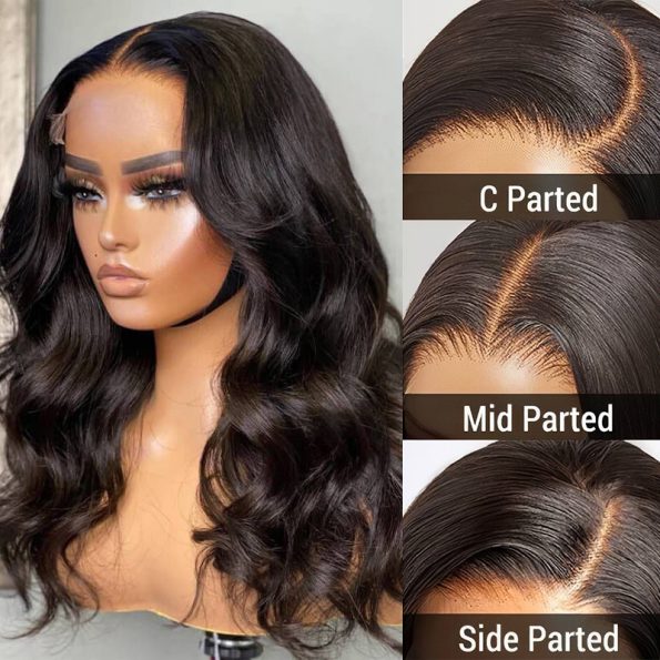 Body Wave 5X5 Lace Closure Wig Pre Plucked Human Hair Wigs Glueless HD Lace Bleached Knots