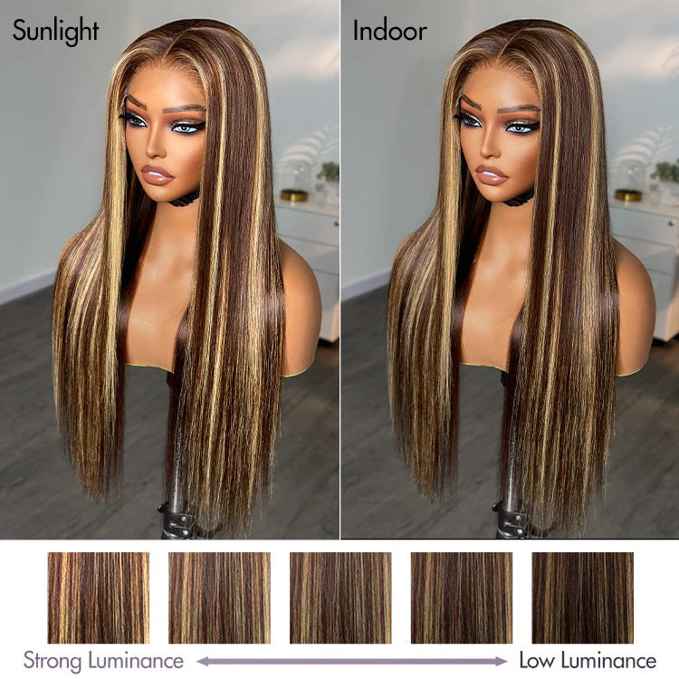 Straight Color 4 27 Highlight 13 4 Full Frontal Lace Wig Pre Plucked H luxuryhairwig