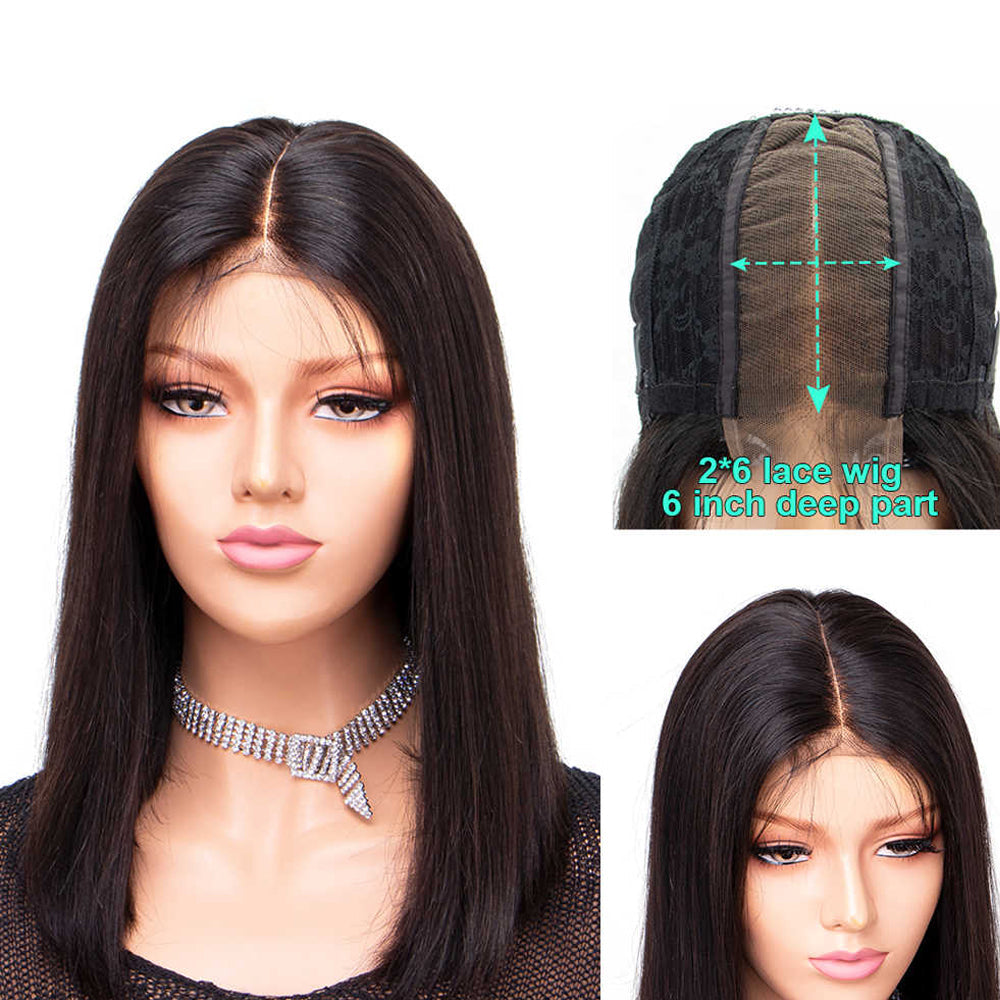 Straight 2x6 Lace Closure Wig Pre Plucked Human Hair Wigs Glueless HD Lace Bleached Knots