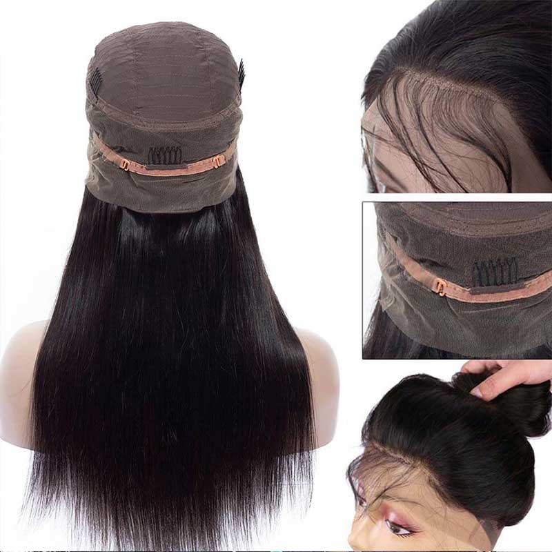 Straight HD 360 Frontal Lace Wig Pre Plucked Human Hair Wigs Glueless HD Lace Bleached Knots