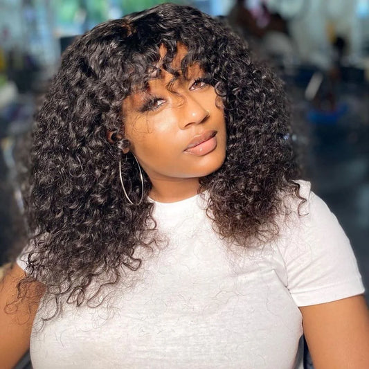 Deep Curly 13×4 Full Frontal Lace Wig Pre Plucked Human Hair Wigs Glueless HD Lace Bleached Knots