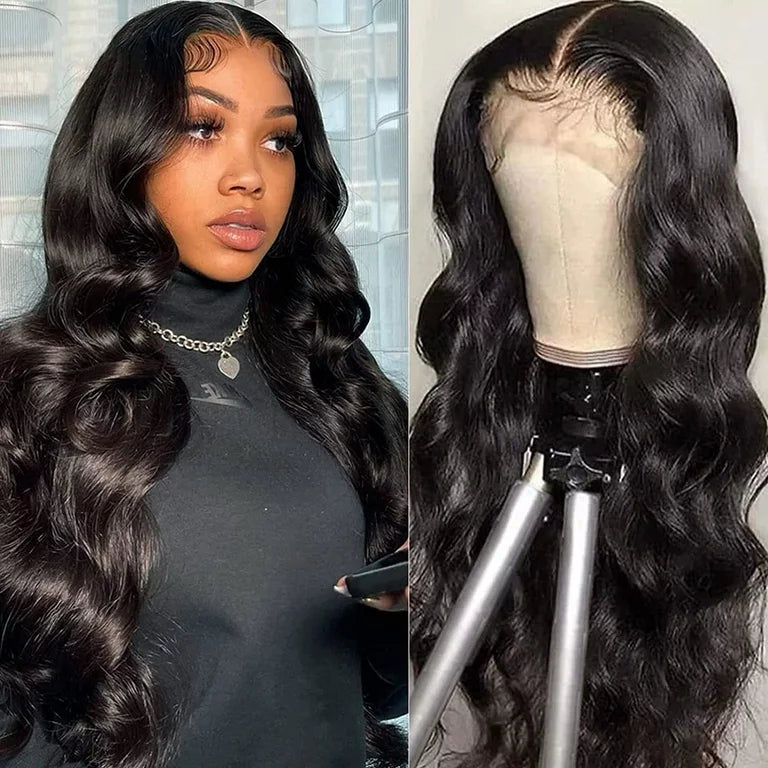 Loose Wave 13×4 Full Frontal Lace Wig Pre Plucked Human Hair Wigs Glueless HD Lace Bleached Knots