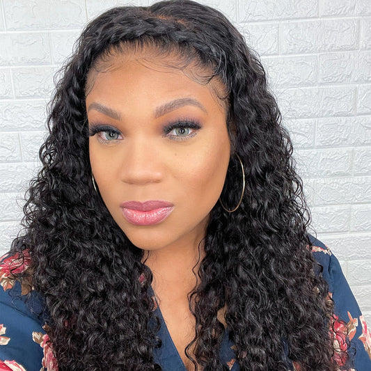 Water Wave 13×4 Full Frontal Lace Wig Pre Plucked Human Hair Wigs Glueless HD Lace Bleached Knots