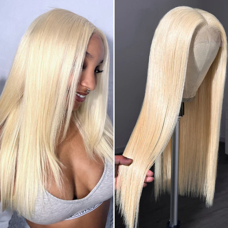 #613 Blonde Straight 13×4 Full Frontal Lace Wig Pre Plucked Human Hair Wigs Glueless HD Lace Wigs