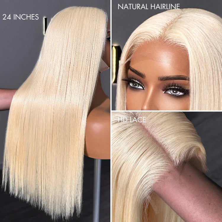 #613 Blonde Straight 13×4 Full Frontal Lace Wig Pre Plucked Human Hair Wigs Glueless HD Lace Wigs