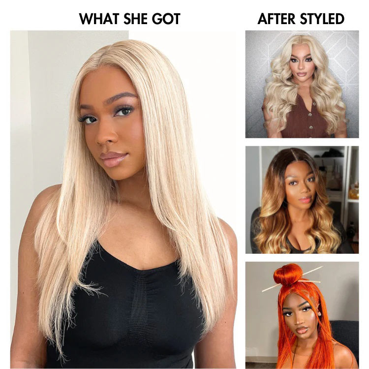 #613 Blonde Straight 13×4 Full Frontal Lace Wig Pre Plucked Human Hair Wigs Glueless HD Lace Wigs