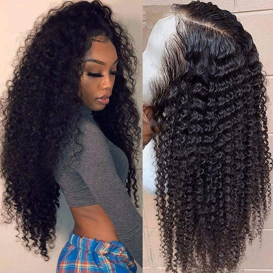 Italian Curl 13×4 Full Frontal Lace Wig Pre Plucked Human Hair Wigs Glueless HD Lace Bleached Knots