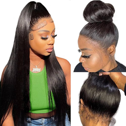Straight HD 360 Frontal Lace Wig Pre Plucked Human Hair Wigs Glueless HD Lace Bleached Knots