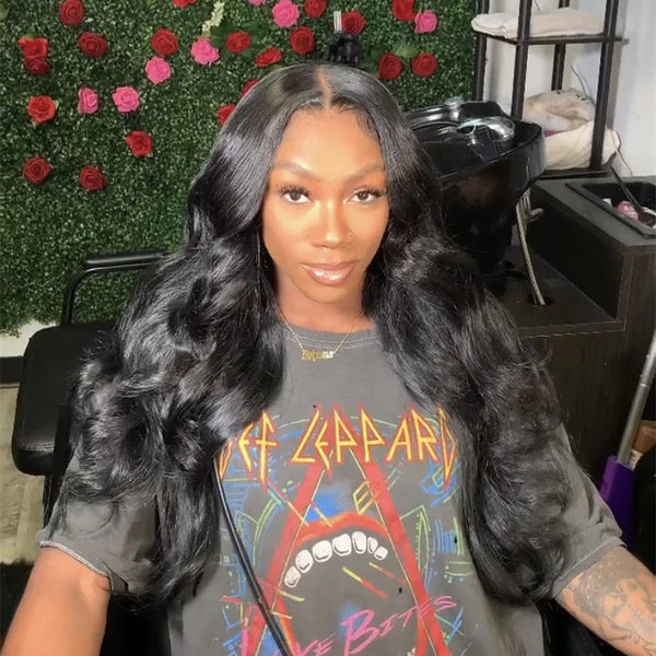 Body Wave 13×6 Full Frontal Lace Wig Pre Plucked Human Hair Wigs Glueless HD Lace Bleached Knots