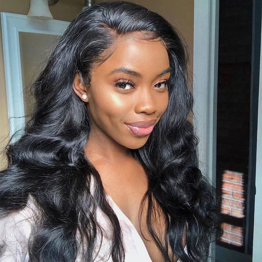 Body Wave 13×6 Full Frontal Lace Wig Pre Plucked Human Hair Wigs Glueless HD Lace Bleached Knots
