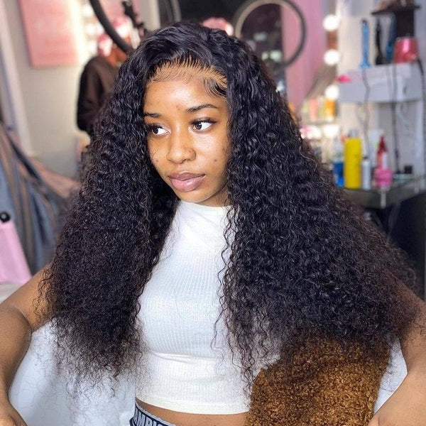 Deep Wave 13×4 Full Frontal Lace Wig Pre Plucked Human Hair Wigs Glueless HD Lace Bleached Knots