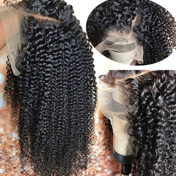 Italian Curl 13×4 Full Frontal Lace Wig Pre Plucked Human Hair Wigs Glueless HD Lace Bleached Knots