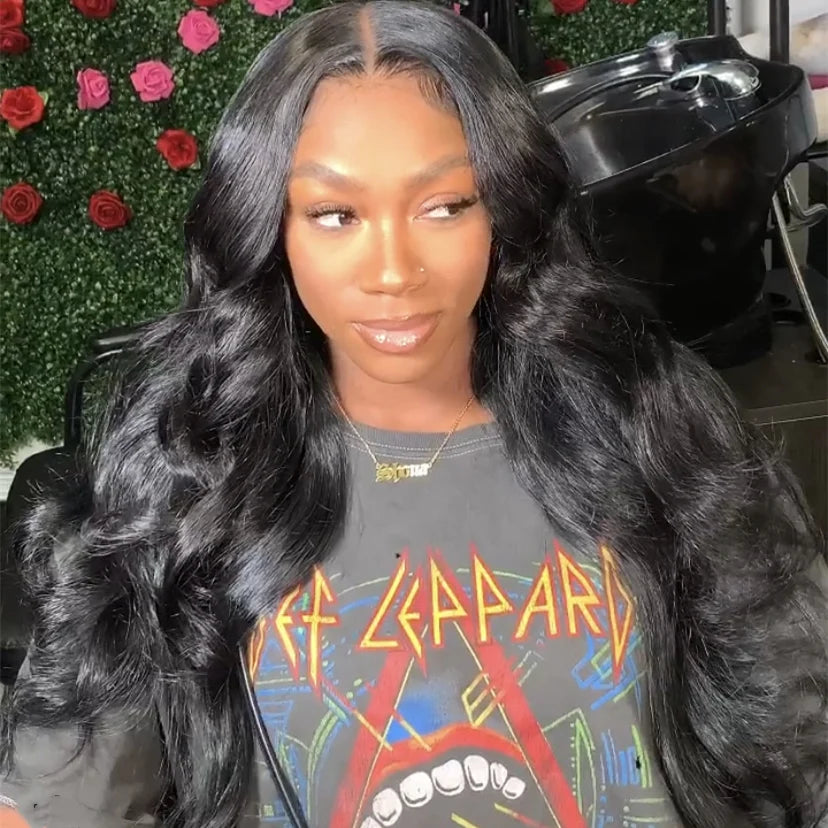 Body Wave 13×6 Full Frontal Lace Wig Pre Plucked Human Hair Wigs Glueless HD Lace Bleached Knots