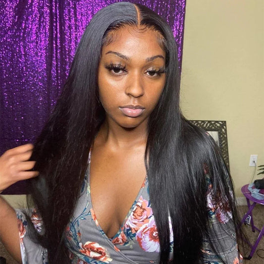 Straight 4x4 Lace Closure Wig Pre Plucked  Human Hair Wigs Glueless HD Lace Bleached Knots