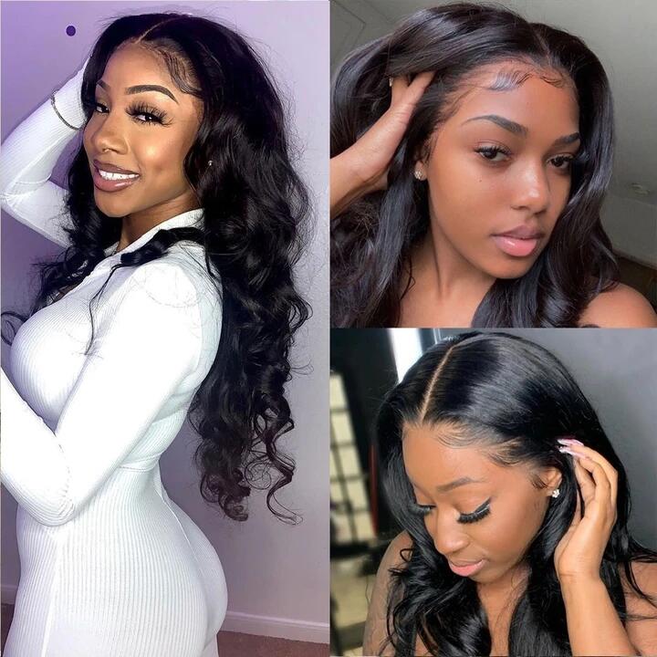 Body Wave 360 Frontal Lace Wig Pre Plucked Human Hair Wigs Glueless HD Lace Bleached Knots