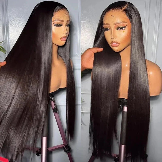 Straight 13×6 Full Frontal Lace Wig Pre Plucked Human Hair Wigs Glueless HD Lace Bleached Knots