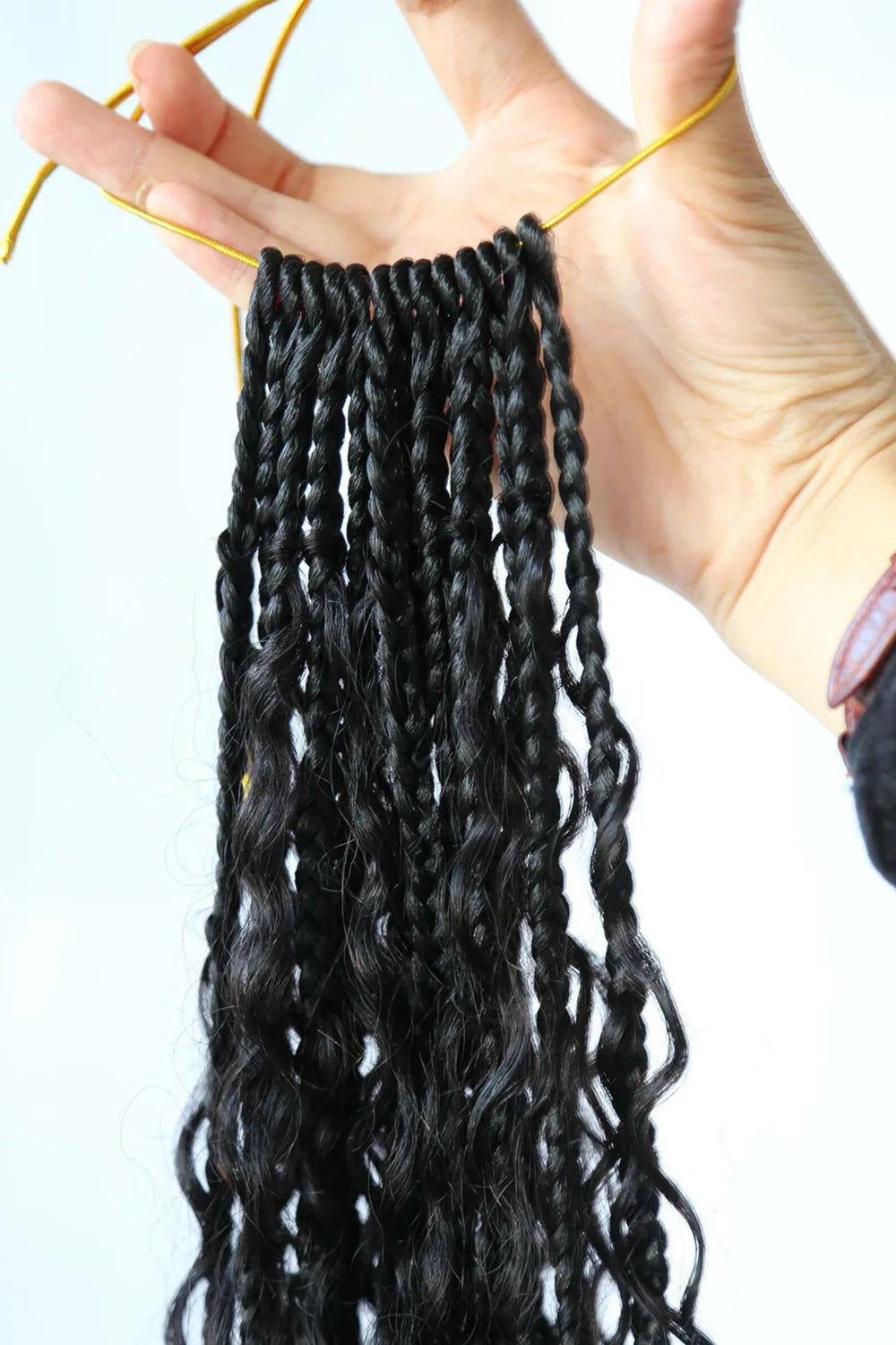 Boho Crochet Box Braids with Human Hair Curls Pre-Looped Deep Wave 1 package include 40 Strands