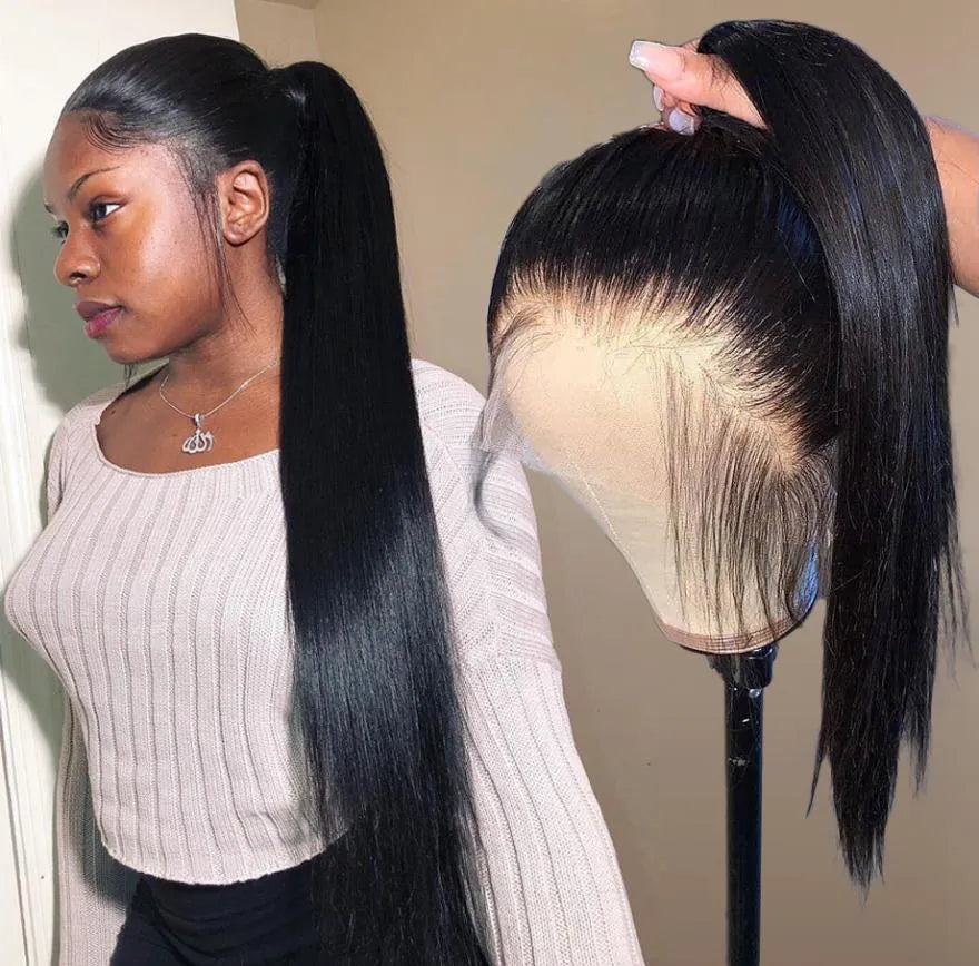 Straight HD 360 Frontal Lace Wig Pre Plucked Human Hair Wigs Glueless HD Lace Bleached Knots