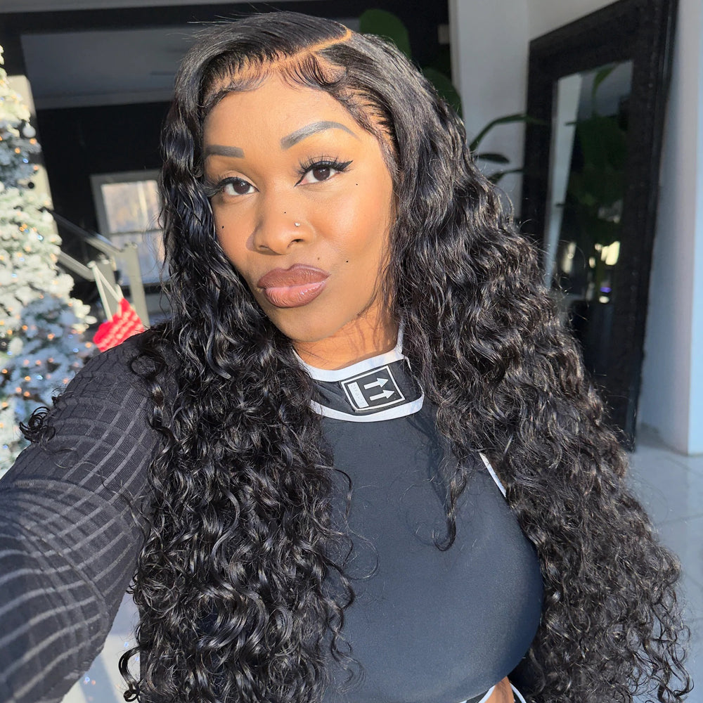 Italian Curl 13×6 Full Frontal Lace Wig Pre Plucked Human Hair Wigs Glueless HD Lace Bleached Knots