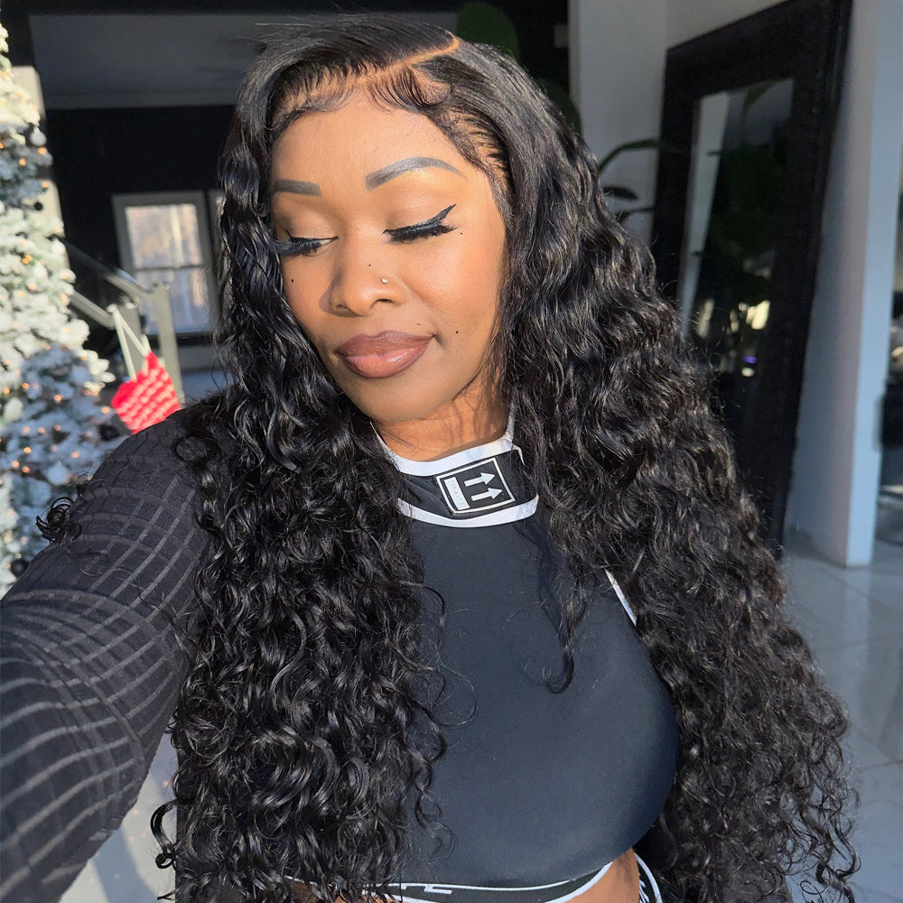 Italian Curl 13×6 Full Frontal Lace Wig Pre Plucked Human Hair Wigs Glueless HD Lace Bleached Knots