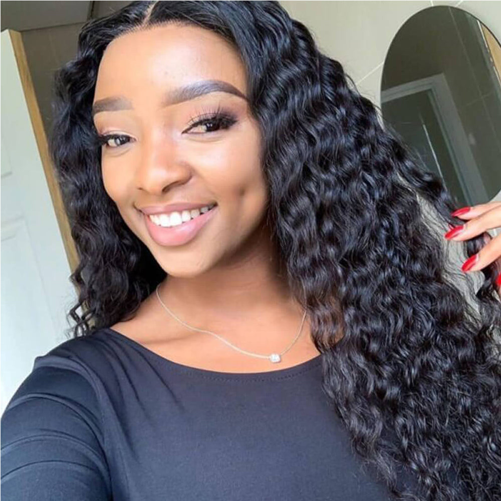 Italian Curl 13×6 Full Frontal Lace Wig Pre Plucked Human Hair Wigs Glueless HD Lace Bleached Knots