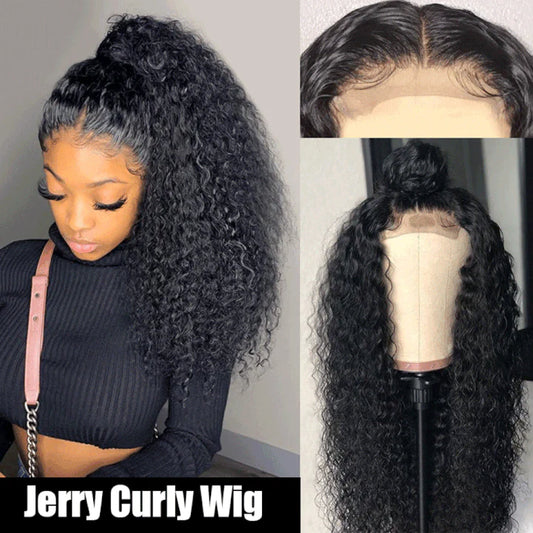 Jerry  Curly 5X5 Lace Closure Wig Pre Plucked  Human Hair Wigs Glueless HD Lace Bleached Knots