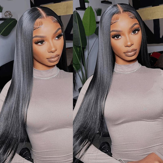 Straight 2x6 Lace Closure Wig Pre Plucked Human Hair Wigs Glueless HD Lace Bleached Knots